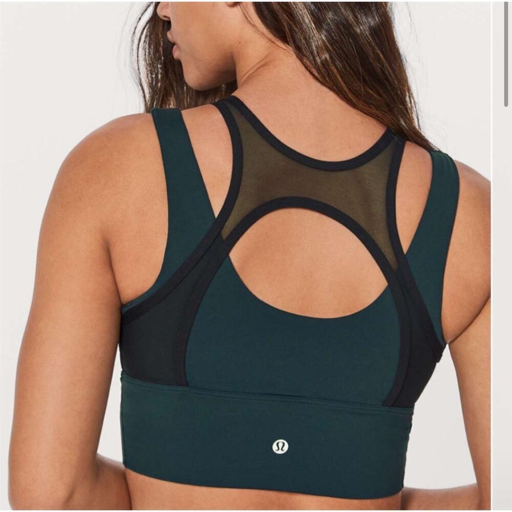 Lululemon Double Tap Bra Submarine Black Mesh Luxtreme Bra Teal Racerback 6